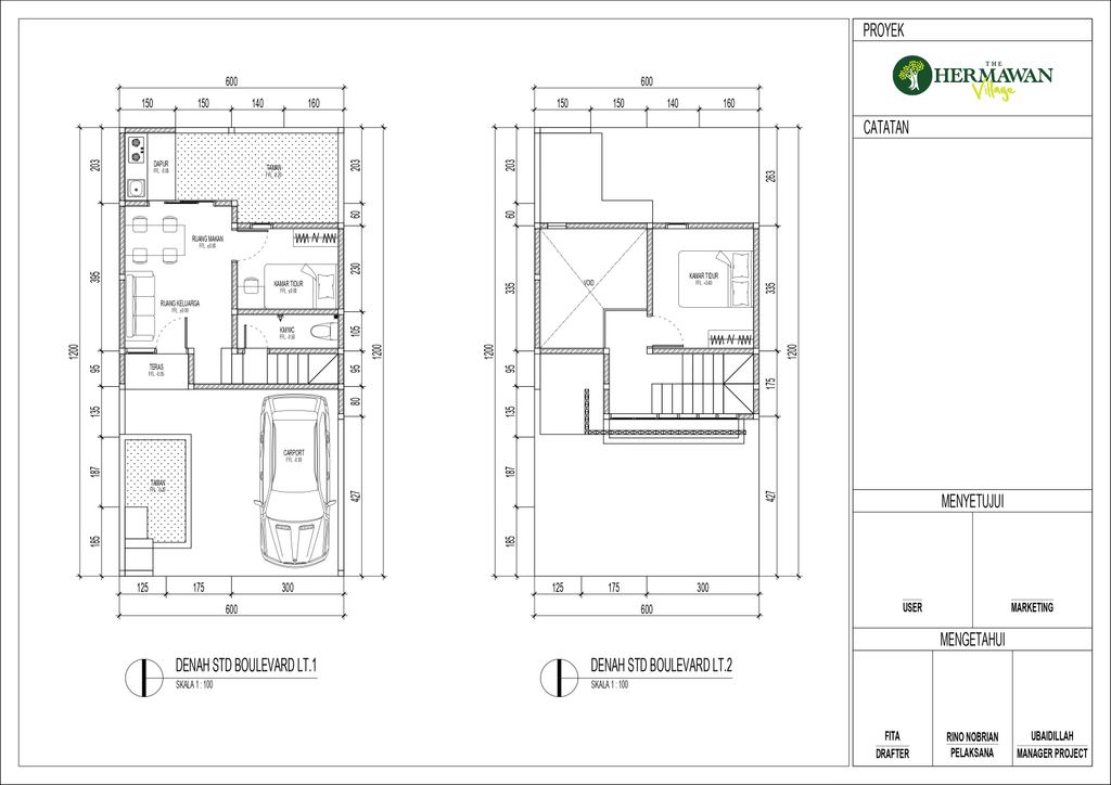 foto denah rumah tipe BOULERVARD 2 perumahan The Hermawan Village Cluster Malaka - Boulevard