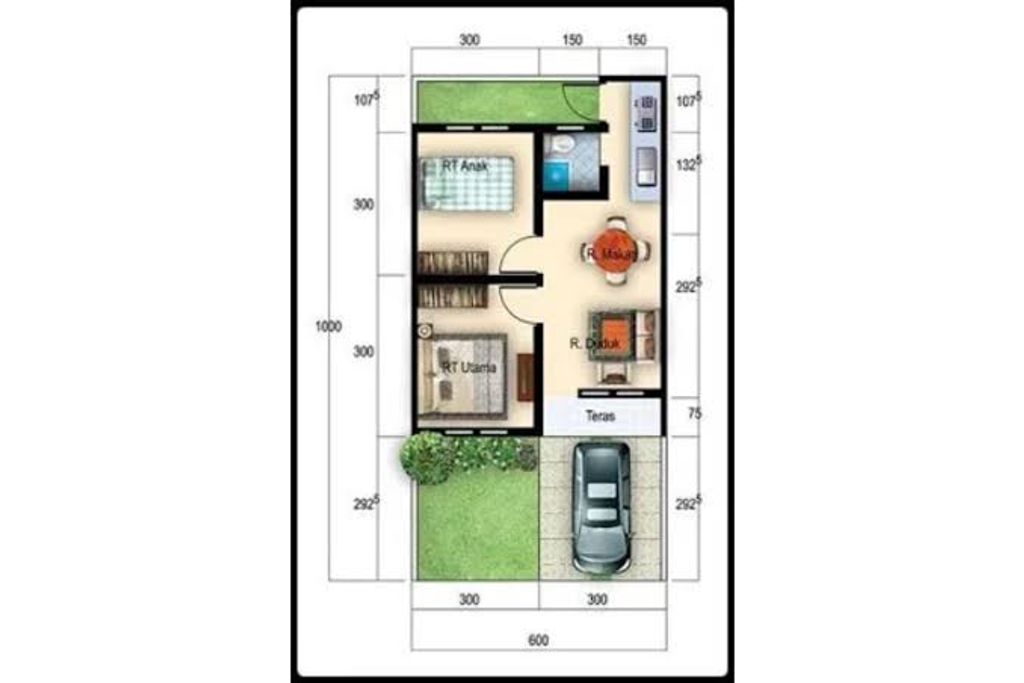foto denah rumah tipe 36 perumahan Peruamahan Sumber Jaya Indah Perdagangan