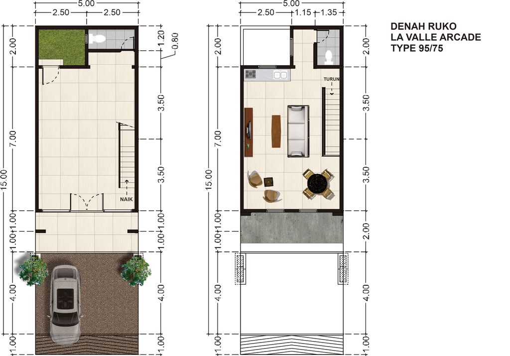 foto denah rumah tipe LA VALLE ARCADE perumahan RICH VILLAGE PHASE 3