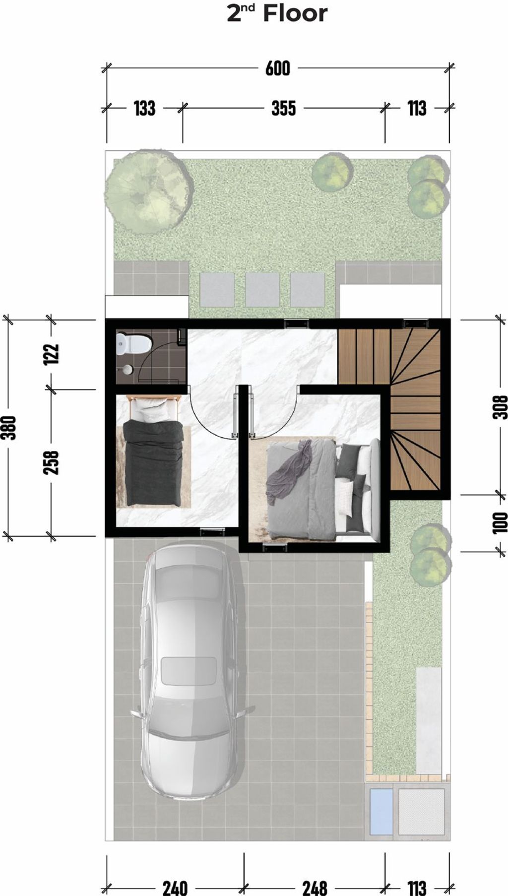 foto denah rumah tipe THE KAES STANDART 4 perumahan THE OSO 2