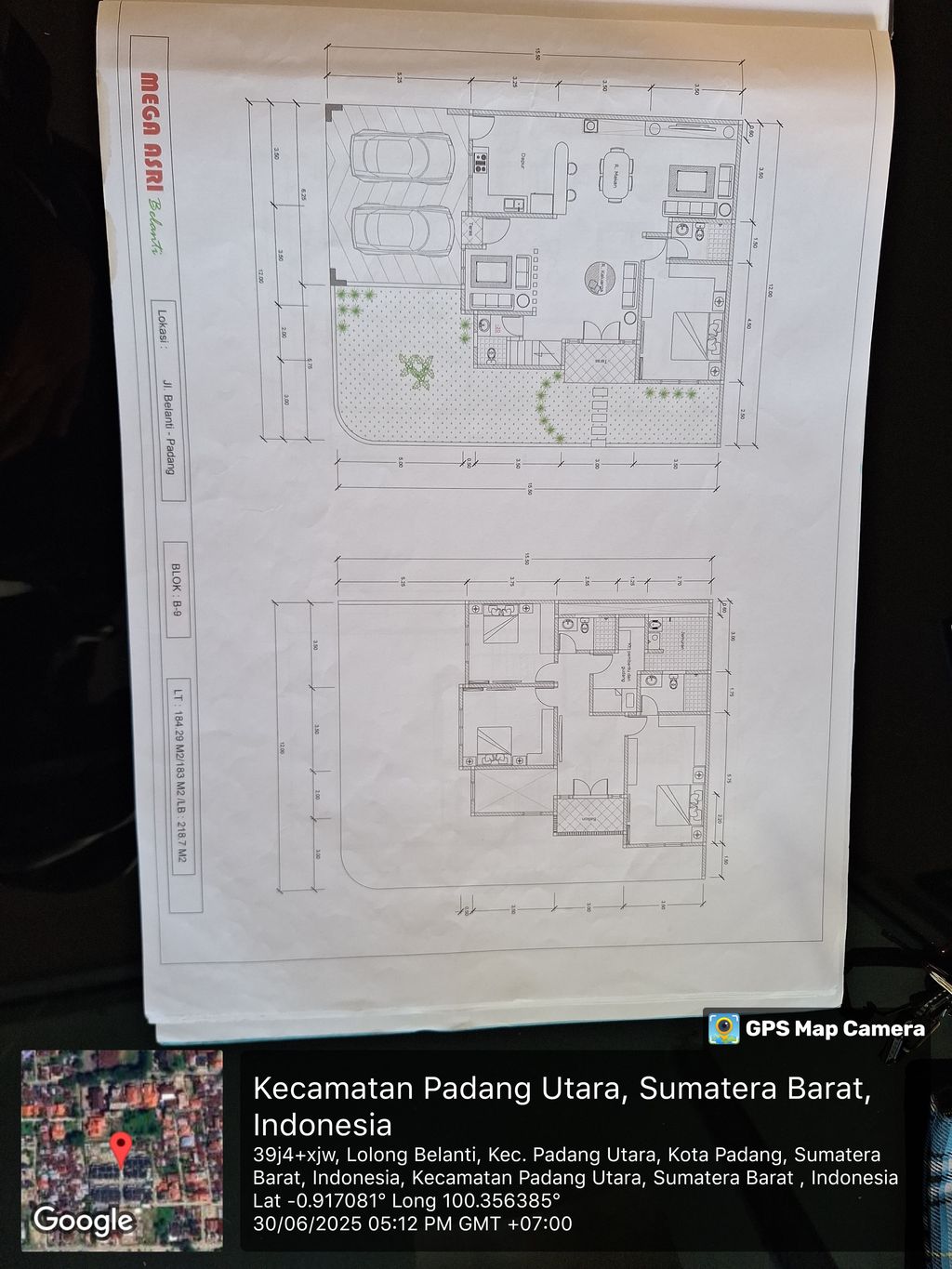 foto denah rumah tipe 183/165 perumahan Mega Asri