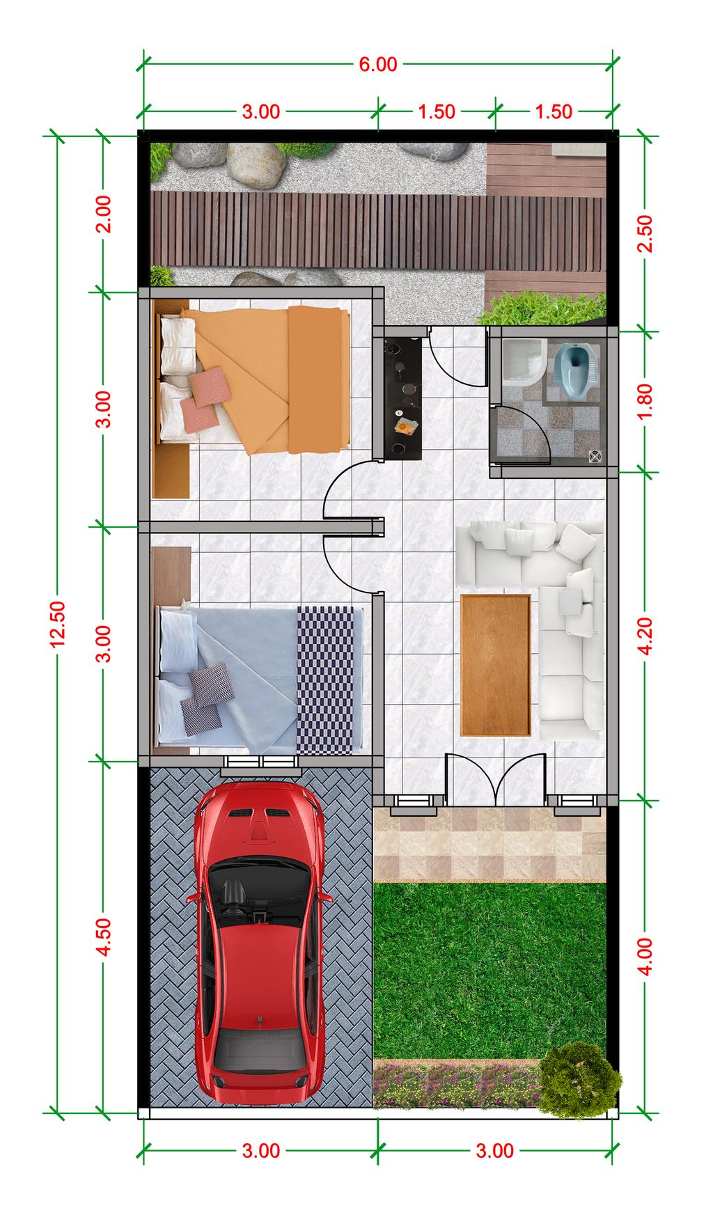 foto denah rumah tipe 36/90 perumahan Havana View Residence 2