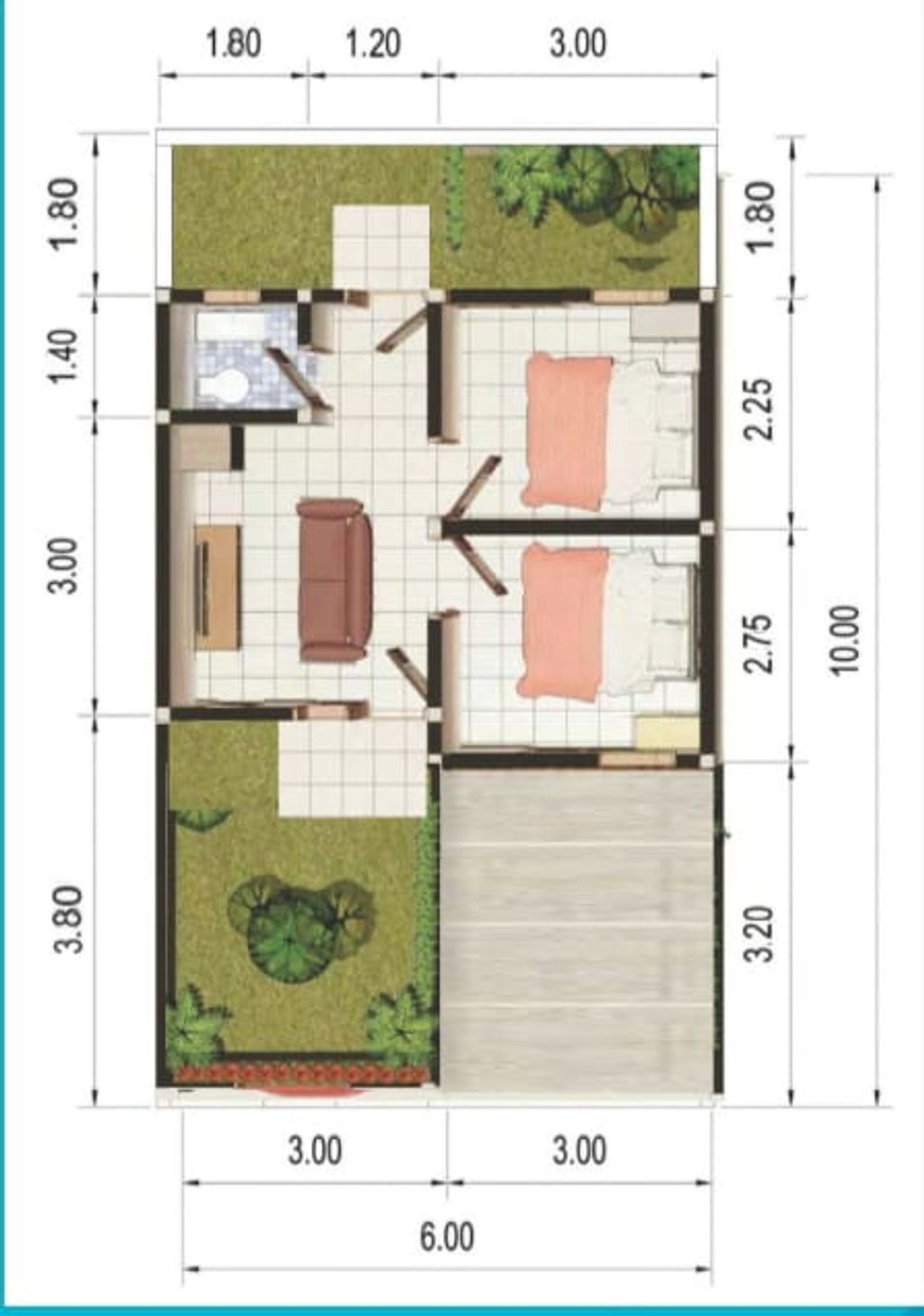 foto denah rumah tipe 30/60 perumahan MANGO GARDEN