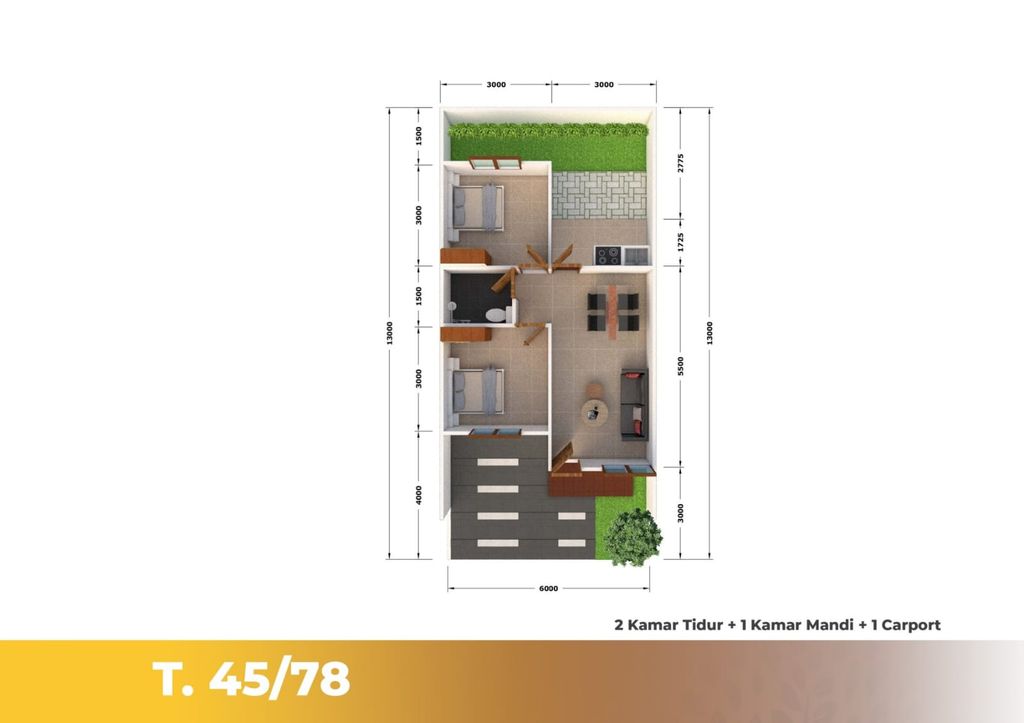 foto denah rumah tipe 45/ 78 perumahan Green City