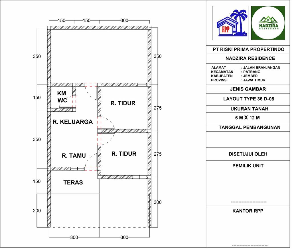 foto denah rumah tipe 36 perumahan GRAHA RISKI HARMONI(TAHAP II) NEW