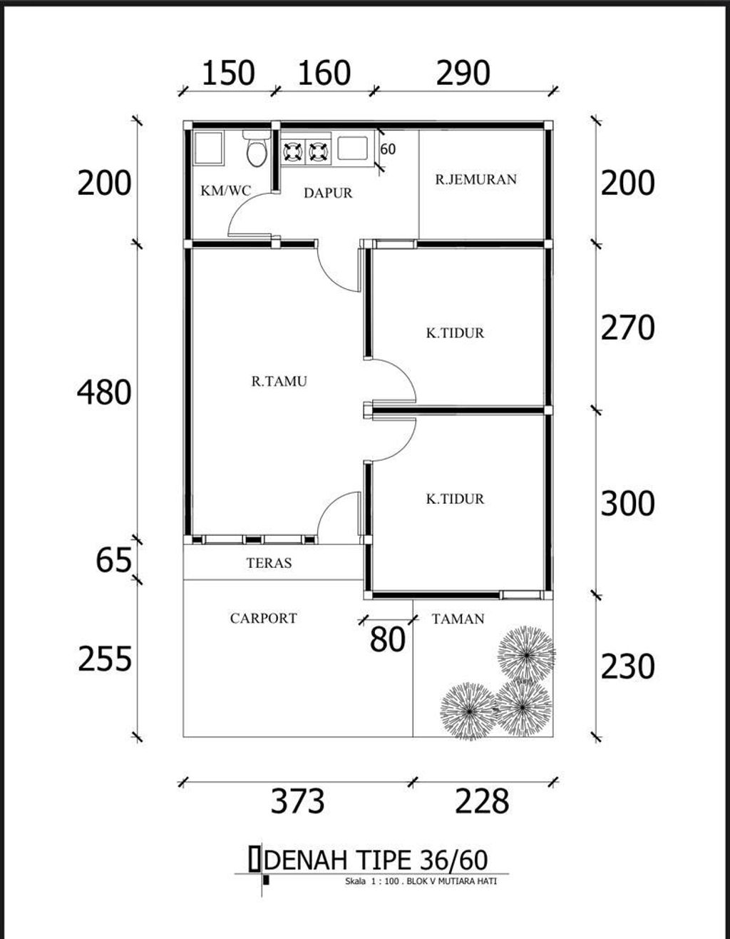 foto denah rumah tipe 36/60 perumahan PERUMAHAN MUTIARA HATI BLOK X