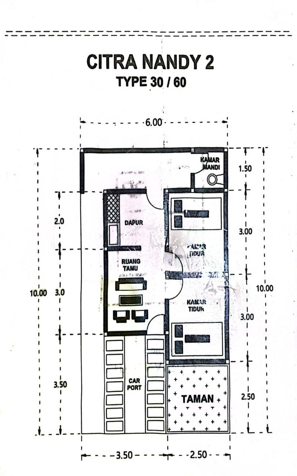 foto denah rumah tipe 30/60 A perumahan CITRA NANDY RESIDENCE II