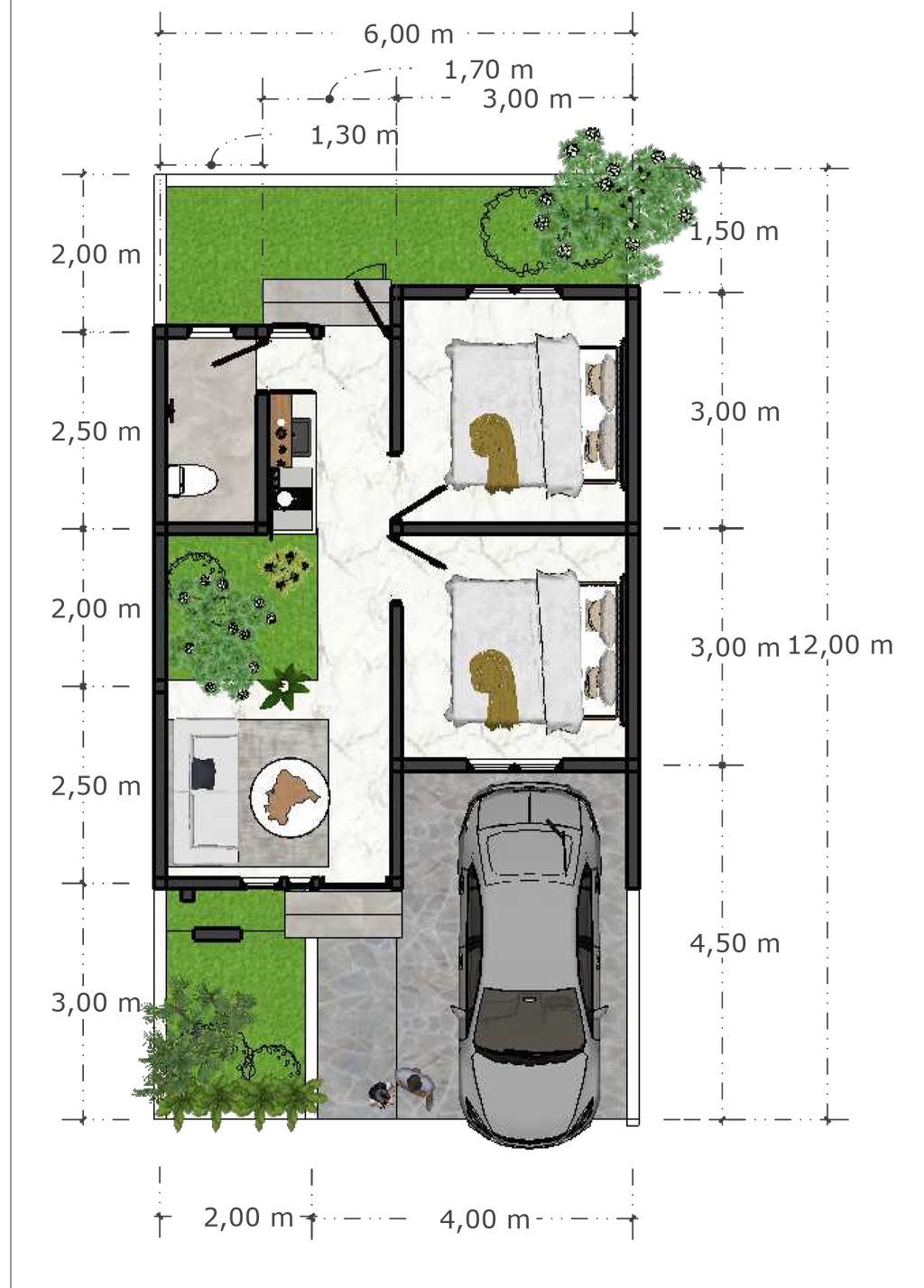 foto denah rumah tipe 36/72 perumahan Wonolelo Residence