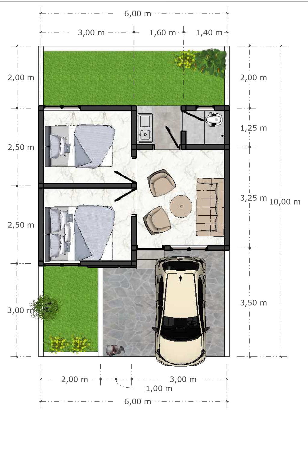 foto denah rumah tipe 30/60 perumahan Wonolelo Residence