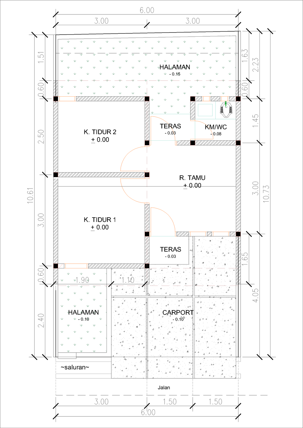 foto denah rumah tipe P5A-4 (2025) perumahan Kepuren Residence (Pelawad)