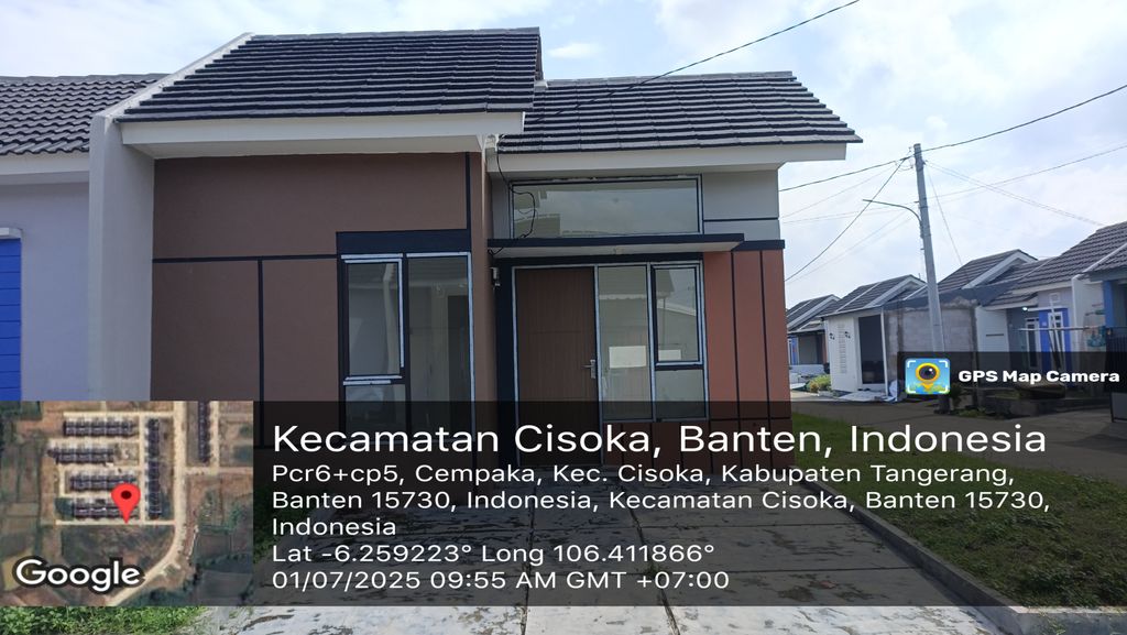 foto tampak rumah tipe KOMERSIL BLOK C3 (HOEK) perumahan PURI HARMONI CISOKA 2