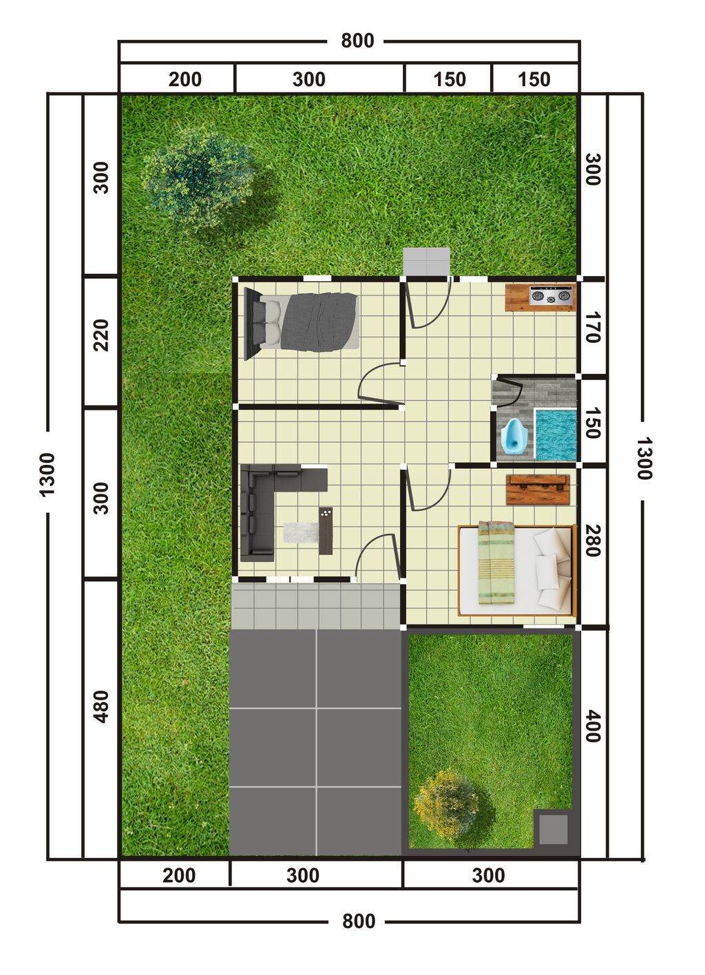 foto denah rumah tipe 36 SCANDINAVIAN perumahan PRABU ALFA RESIDENCE