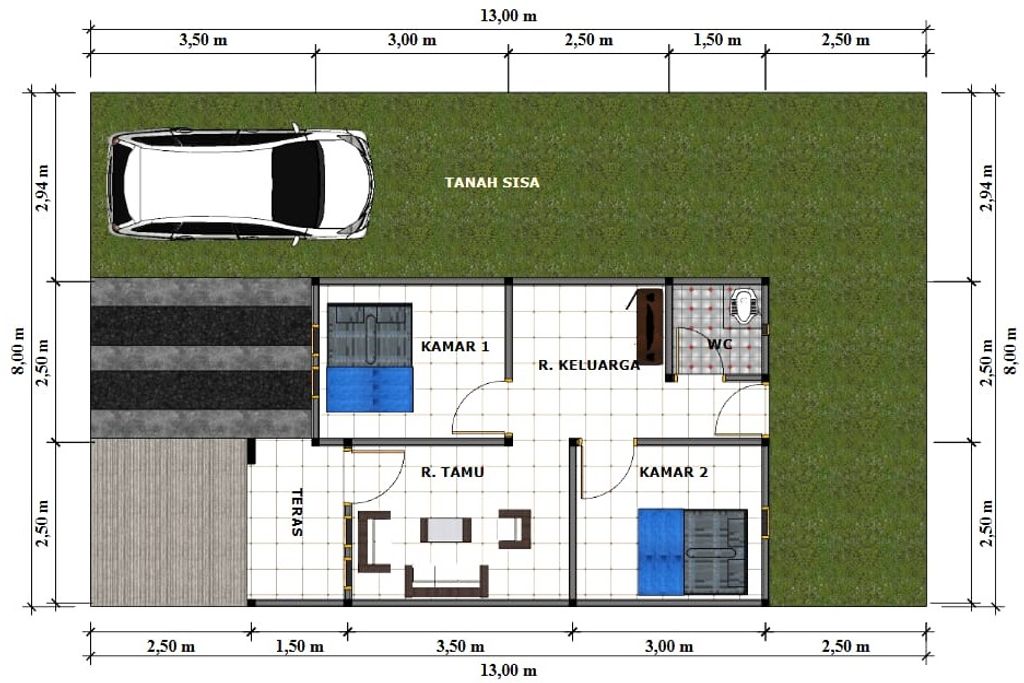 foto denah rumah tipe 36 perumahan Alima Jaya Residence 3