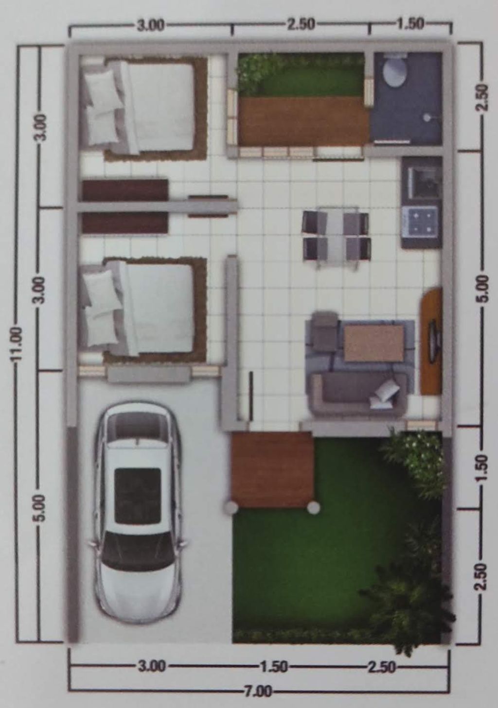 foto denah rumah tipe 1 Lantai E5 perumahan GREEN DIAMOND RESIDENCE BLOK E