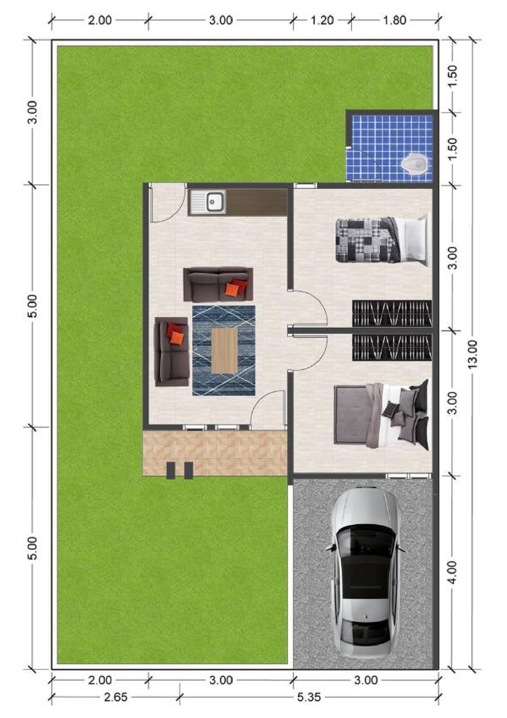 foto denah rumah tipe 36/140 perumahan SAFA RESIDENCE