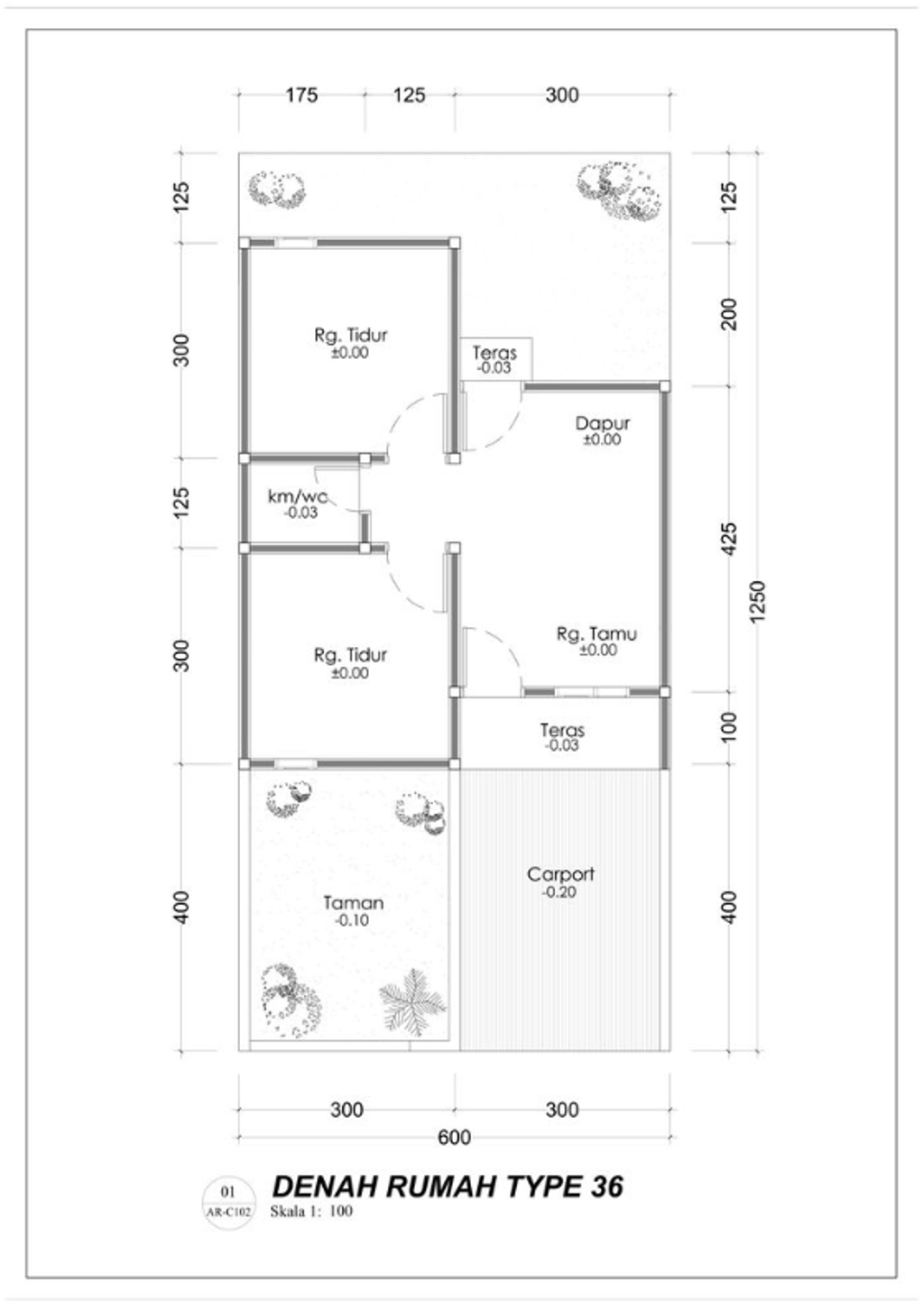foto denah rumah tipe 36/75 perumahan ANDALUSIA RESIDENCE TAHAP 2