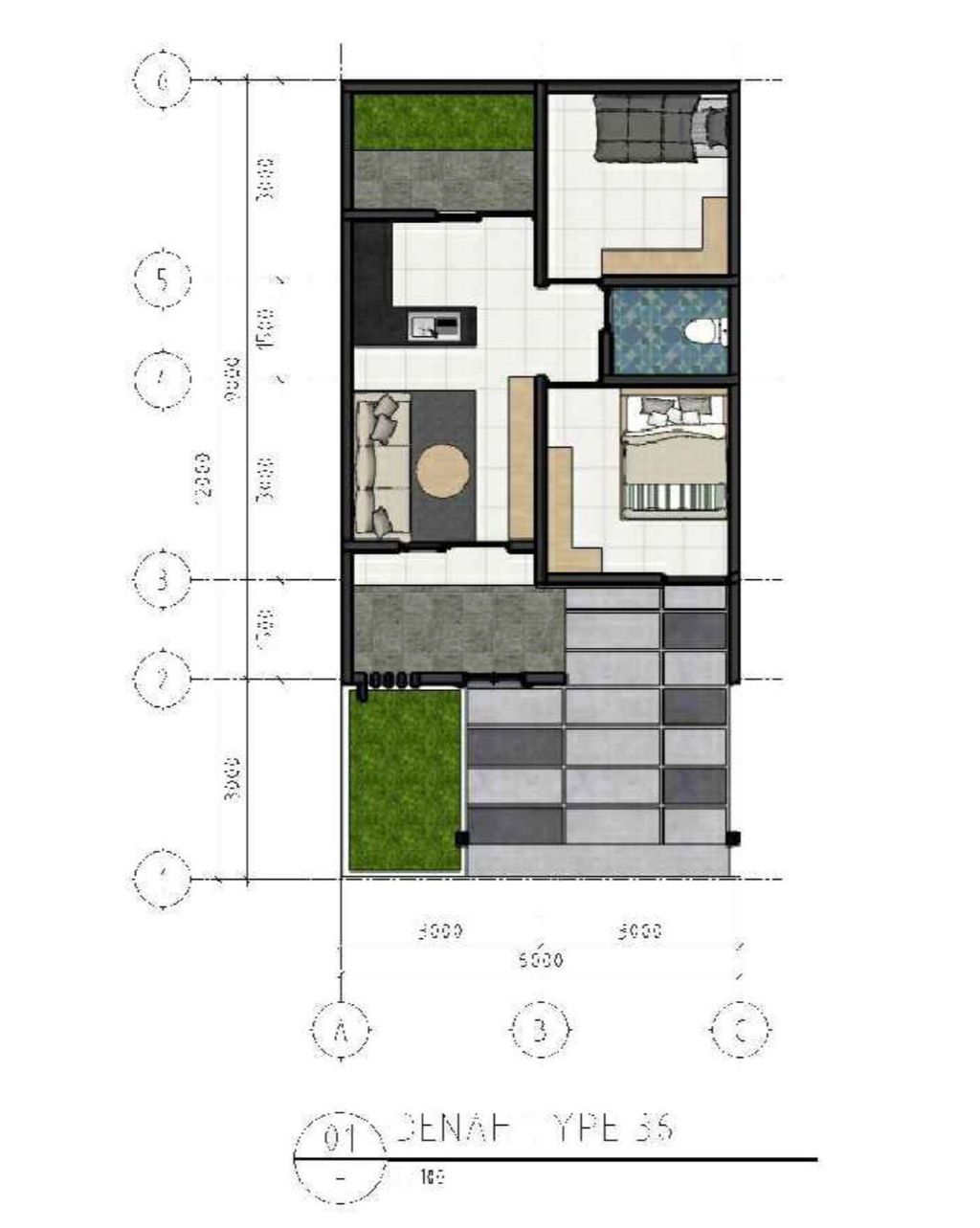 foto denah rumah tipe 36/72 perumahan CITEPUS INDAH