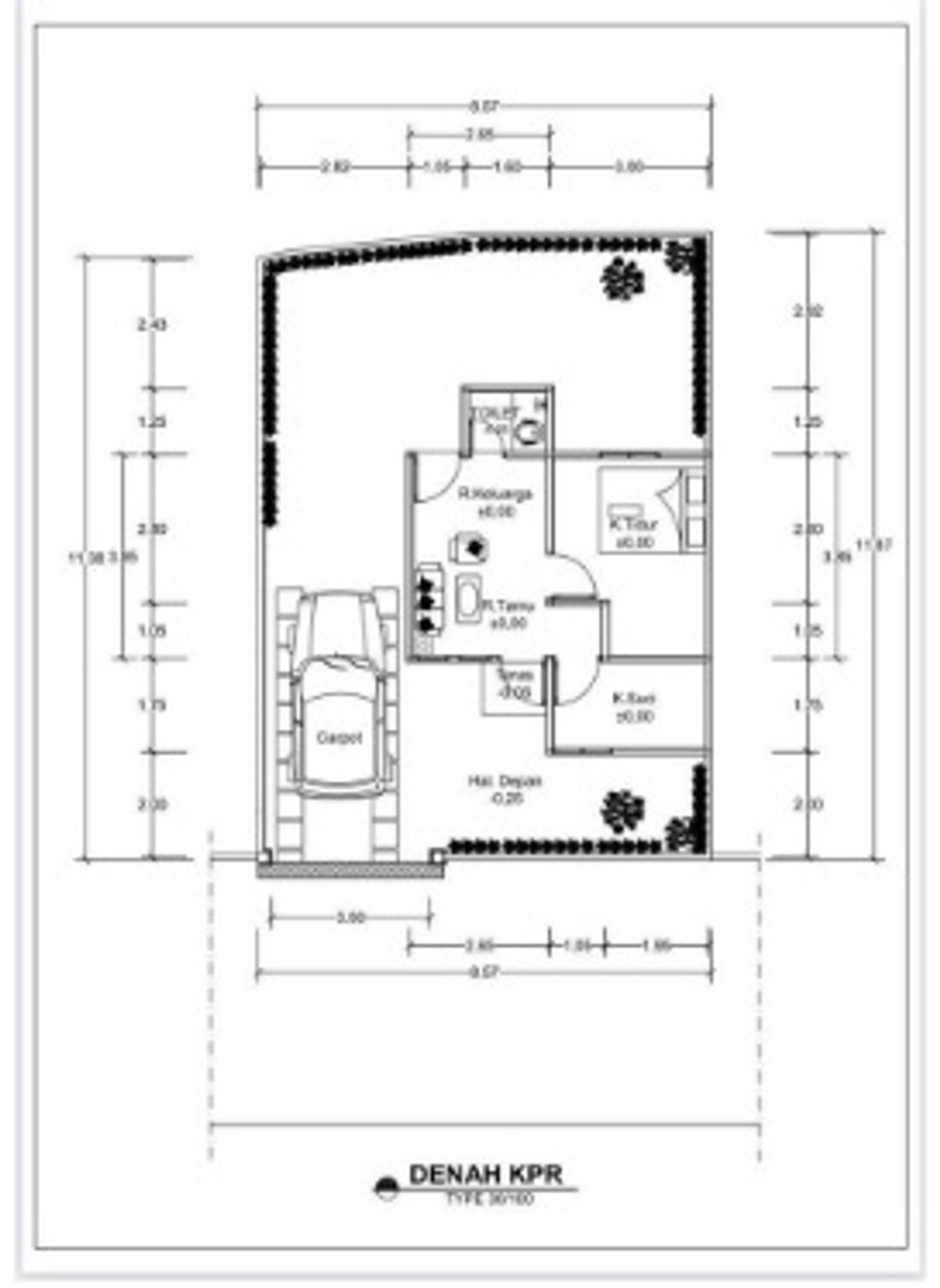 foto denah rumah tipe 30/75 Full Finishing perumahan GRAHA PRIMA PURI UMA DESA