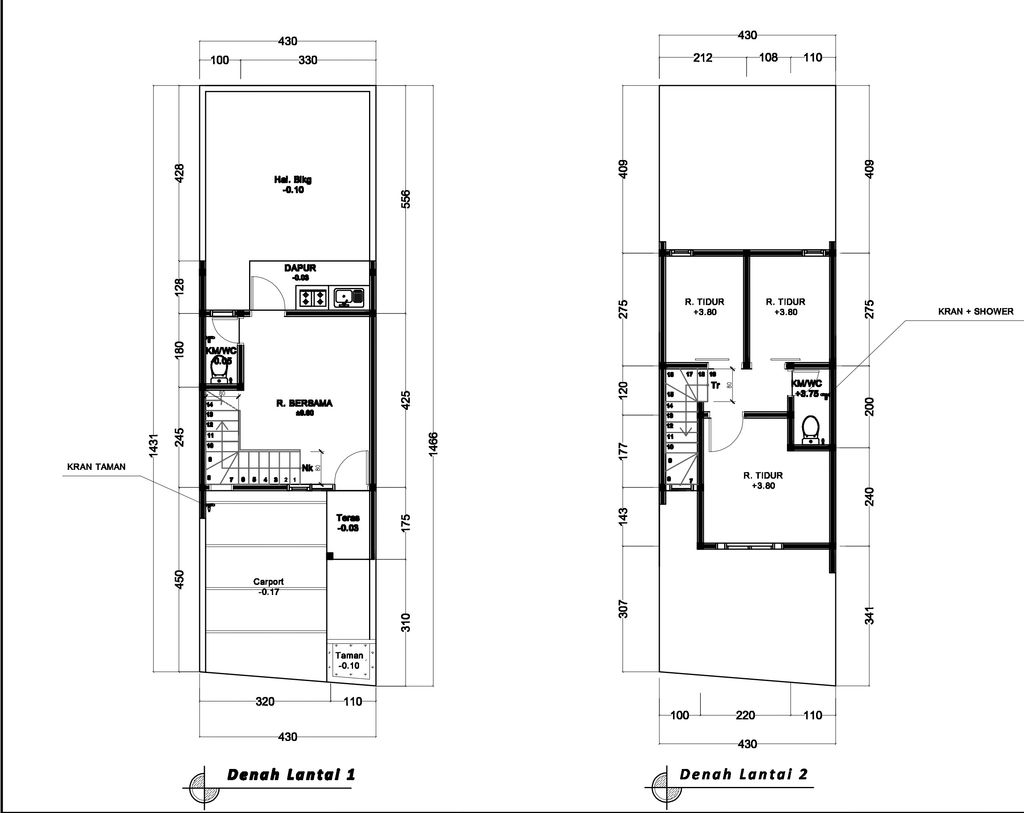 foto denah rumah tipe 50 Compact 3 Kamar HC (482) perumahan G-Land Arcadia Buahbatu