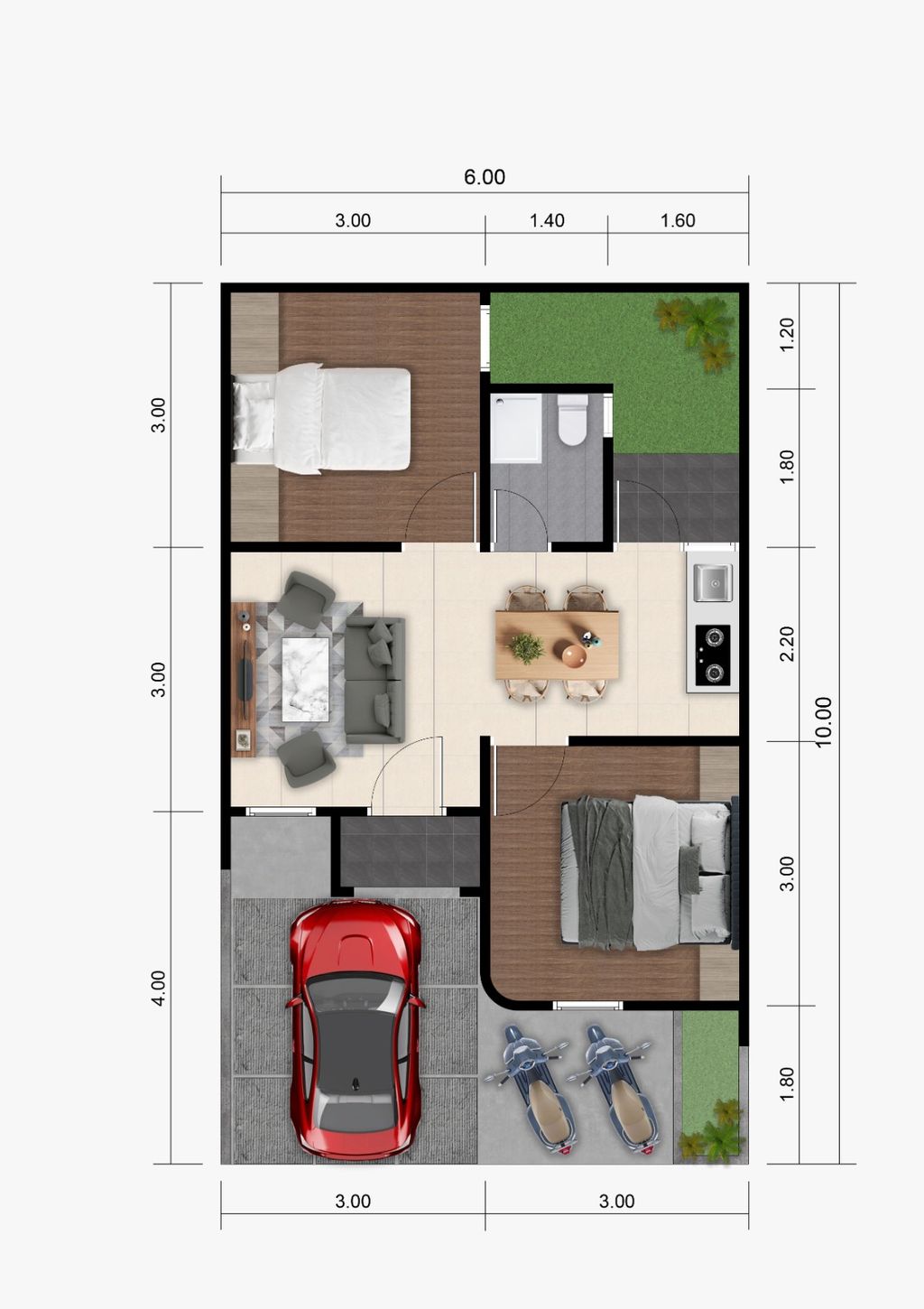 foto denah rumah tipe 33/60 perumahan GRIYA ARTHA SUKASARI RESIDENCE