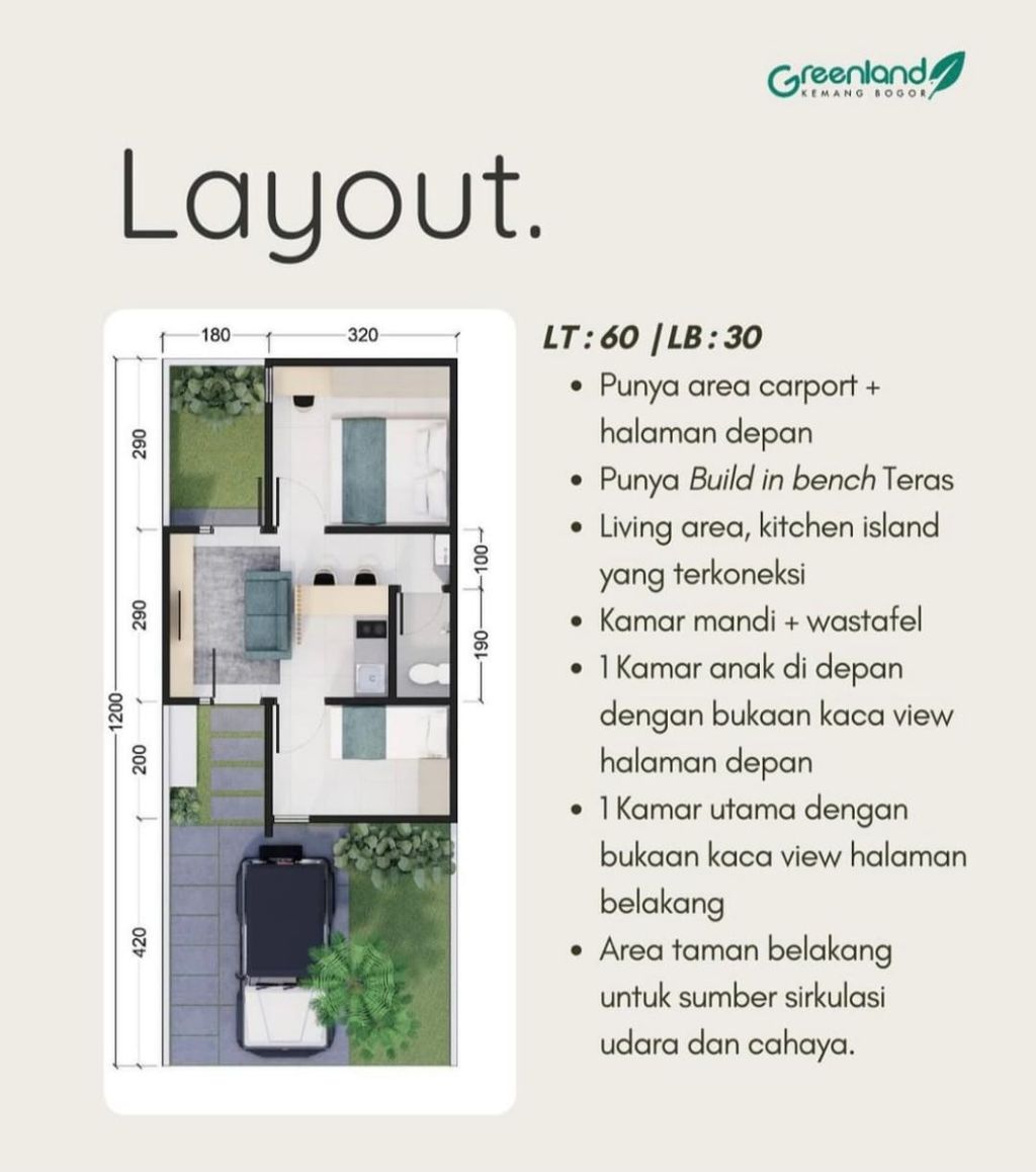 foto denah rumah tipe 30/60 perumahan GREENLAND KEMANG BOGOR