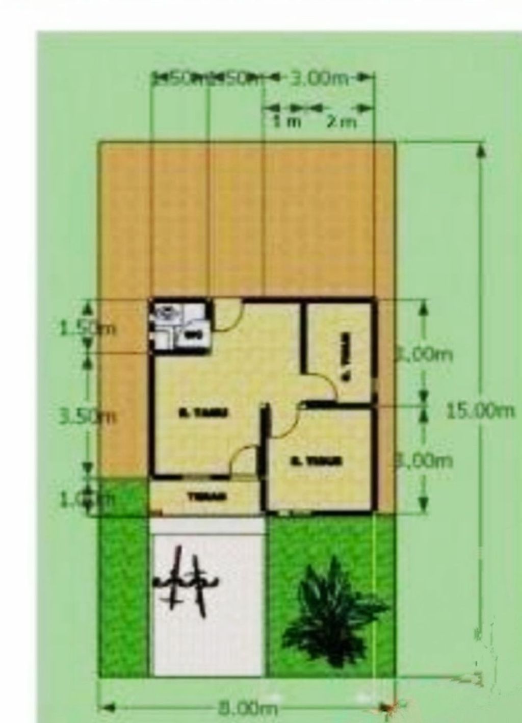 foto denah rumah tipe 36 (2025) perumahan GREEN ASAS RESIDENCE