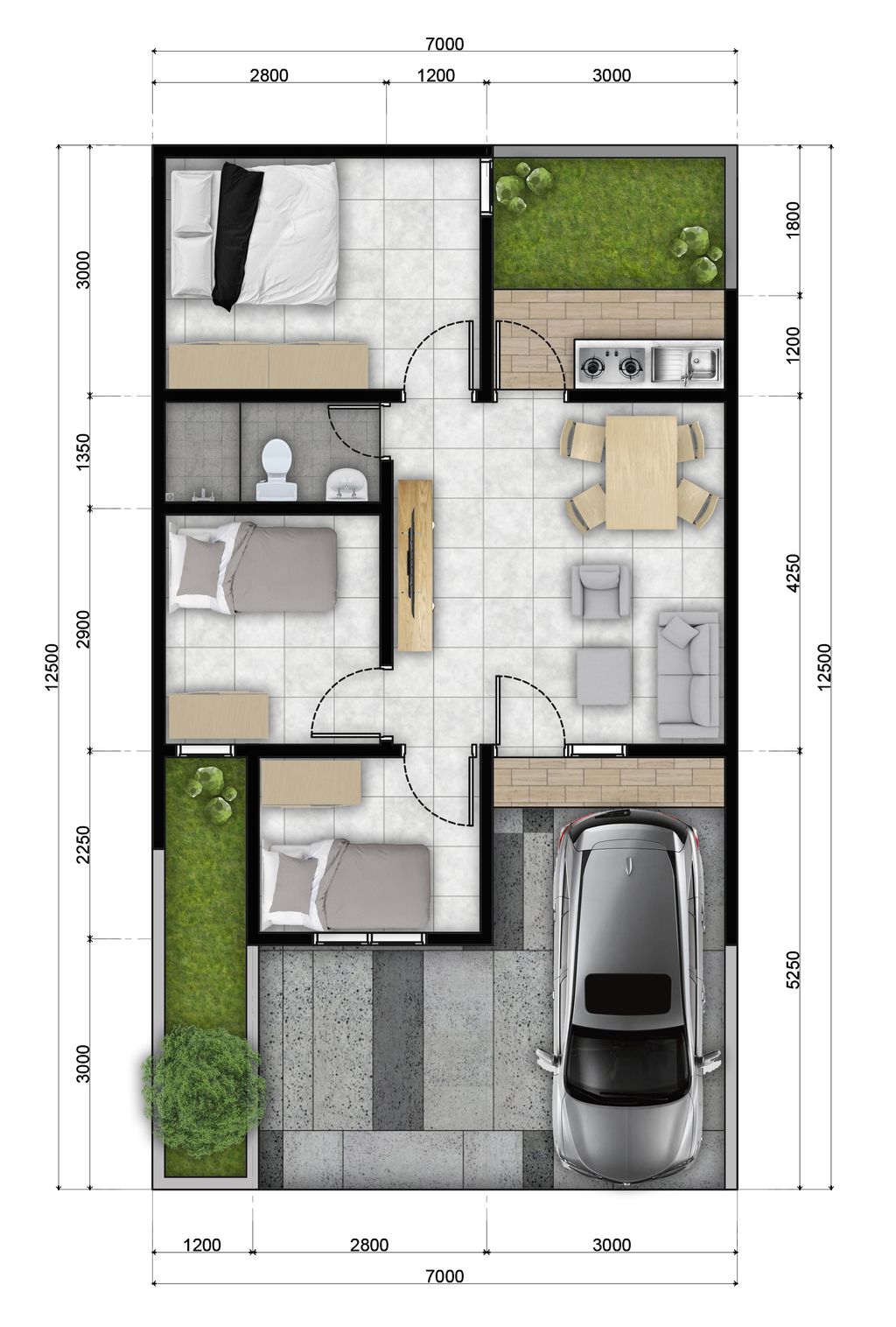 foto denah rumah tipe 93/51 D-2 perumahan KSO PURI CEMPAKA