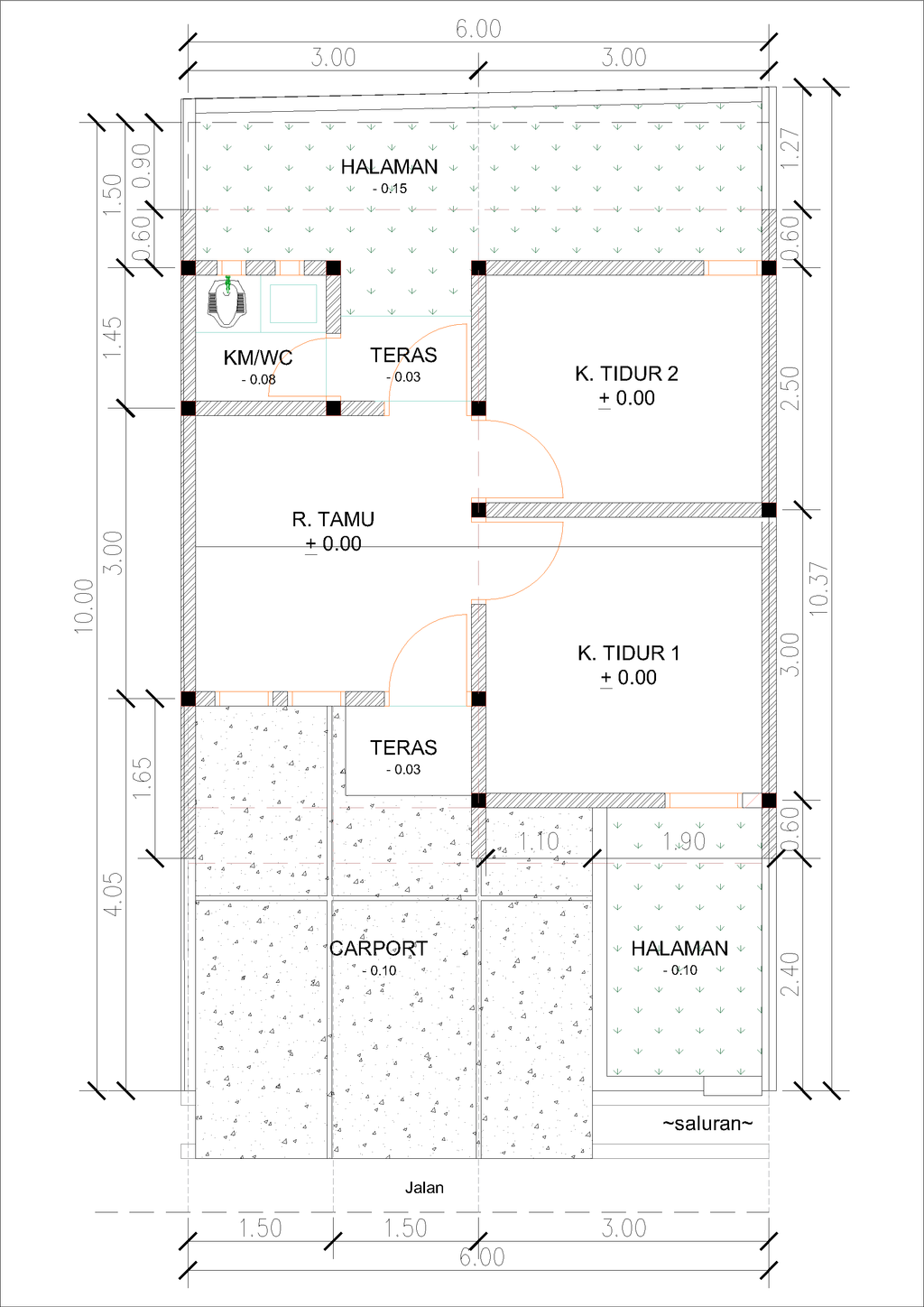 foto denah rumah tipe P5A-1 (2025) perumahan Kepuren Residence (Pelawad)