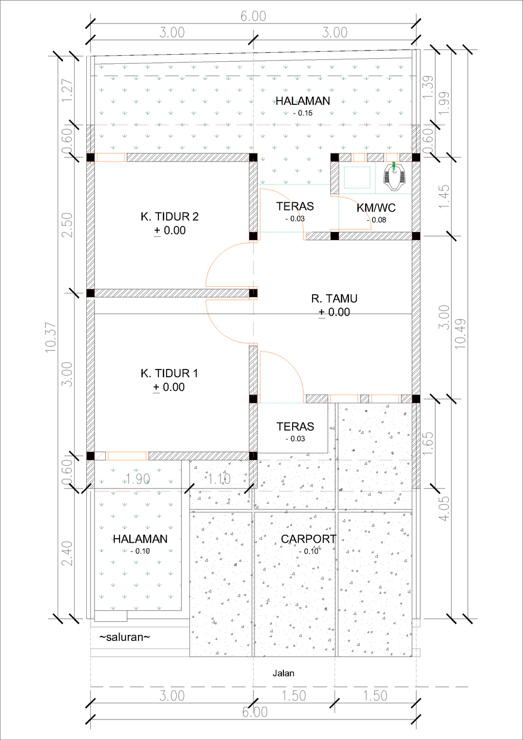 foto denah rumah tipe P5A-2 (2025) perumahan Kepuren Residence (Pelawad)