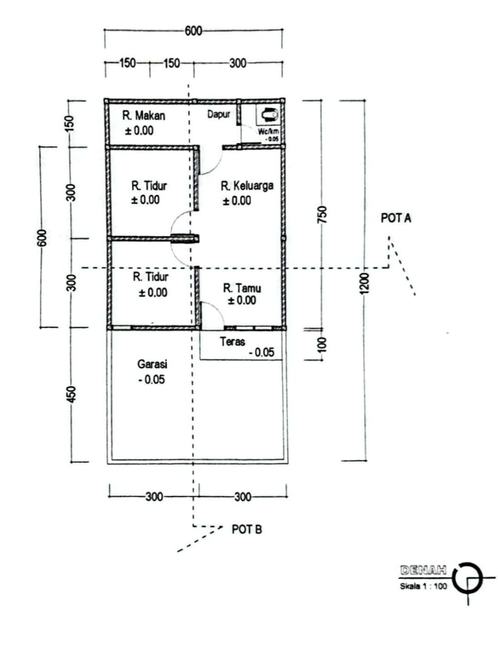 foto denah rumah tipe 36/72 perumahan Kasi residence