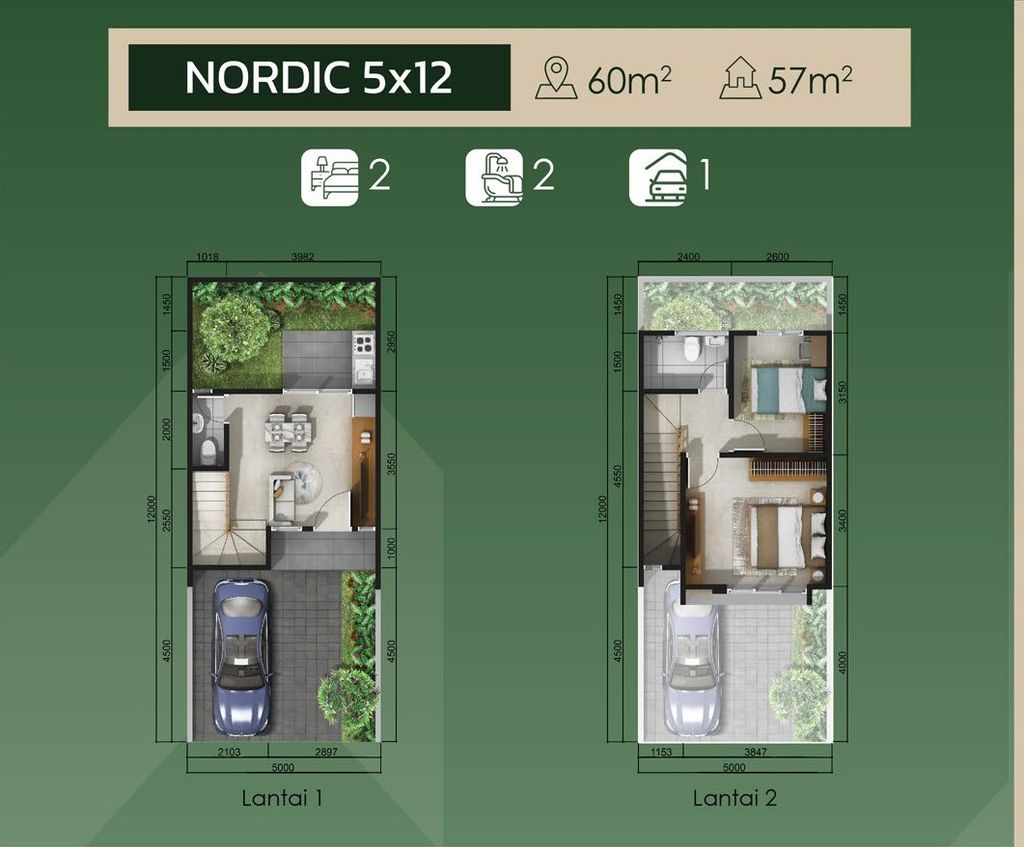 foto denah rumah tipe NORDIC 5X12 perumahan KEBAYORAN PIAZZA HARMONY 3