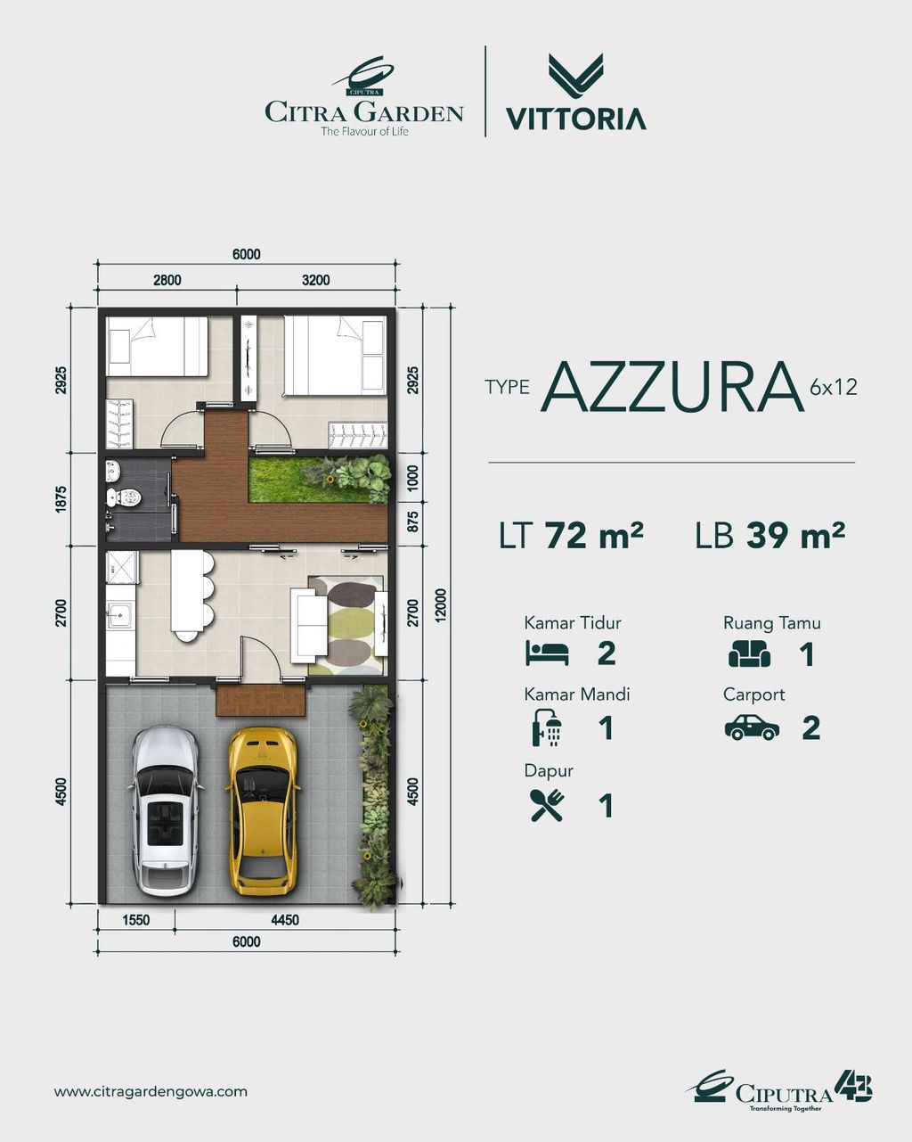 foto denah rumah tipe AZZURA perumahan CITRA GARDEN VITTORIA