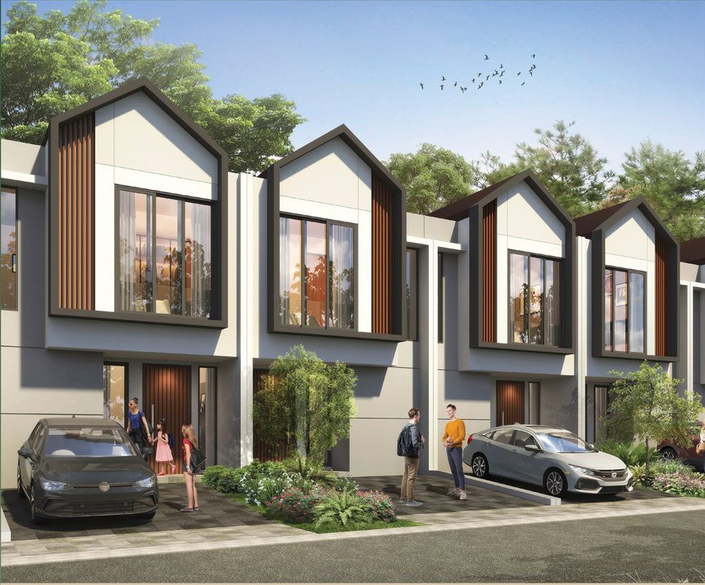 foto tampak rumah tipe NORDIC 5X12 perumahan KEBAYORAN PIAZZA HARMONY 3