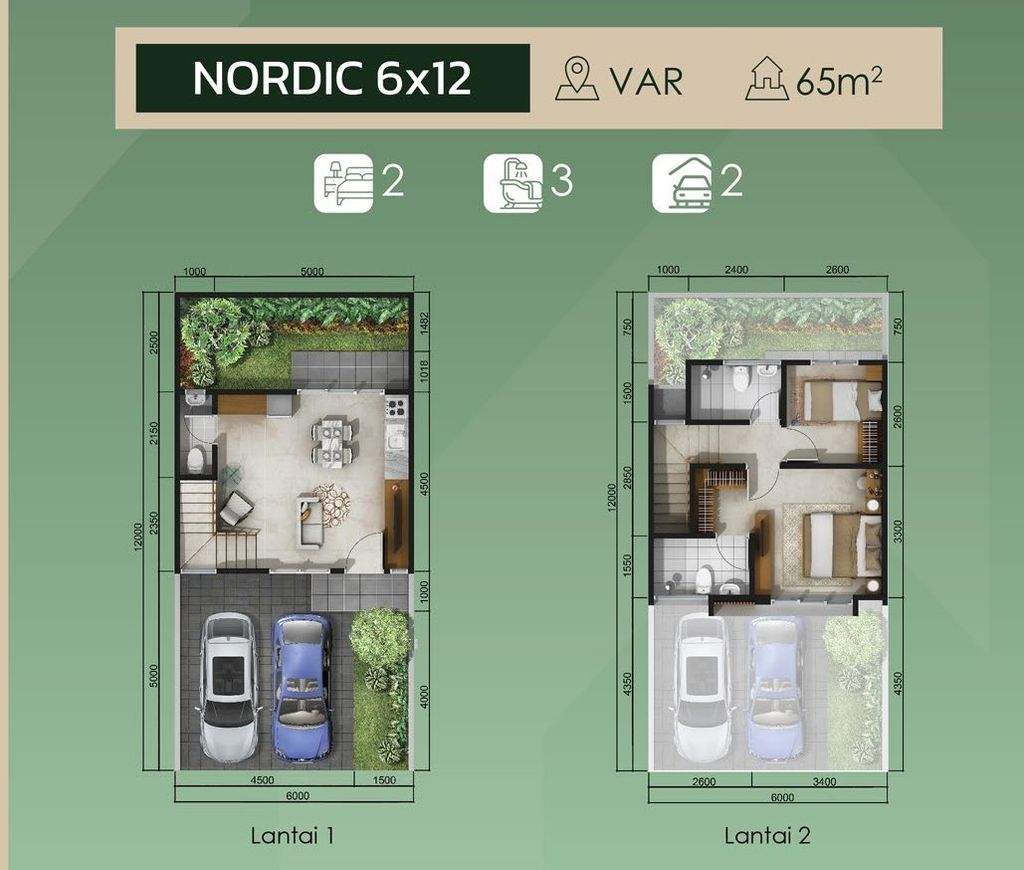 foto denah rumah tipe NORDIC 6X12 perumahan KEBAYORAN PIAZZA HARMONY 3