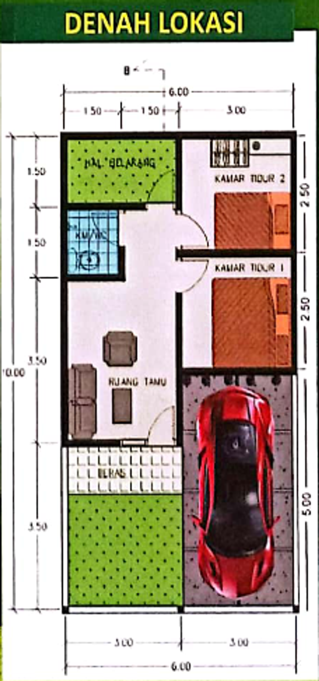 foto denah rumah tipe 30/60 - 185 perumahan Taman Rajeg Mulya