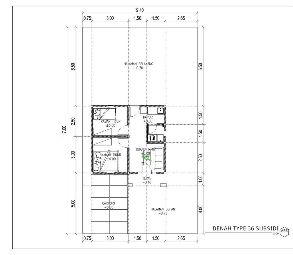 foto denah rumah tipe SUBSIDI III perumahan (KSA) Kampoeng Shafwah Asri Pelaihari