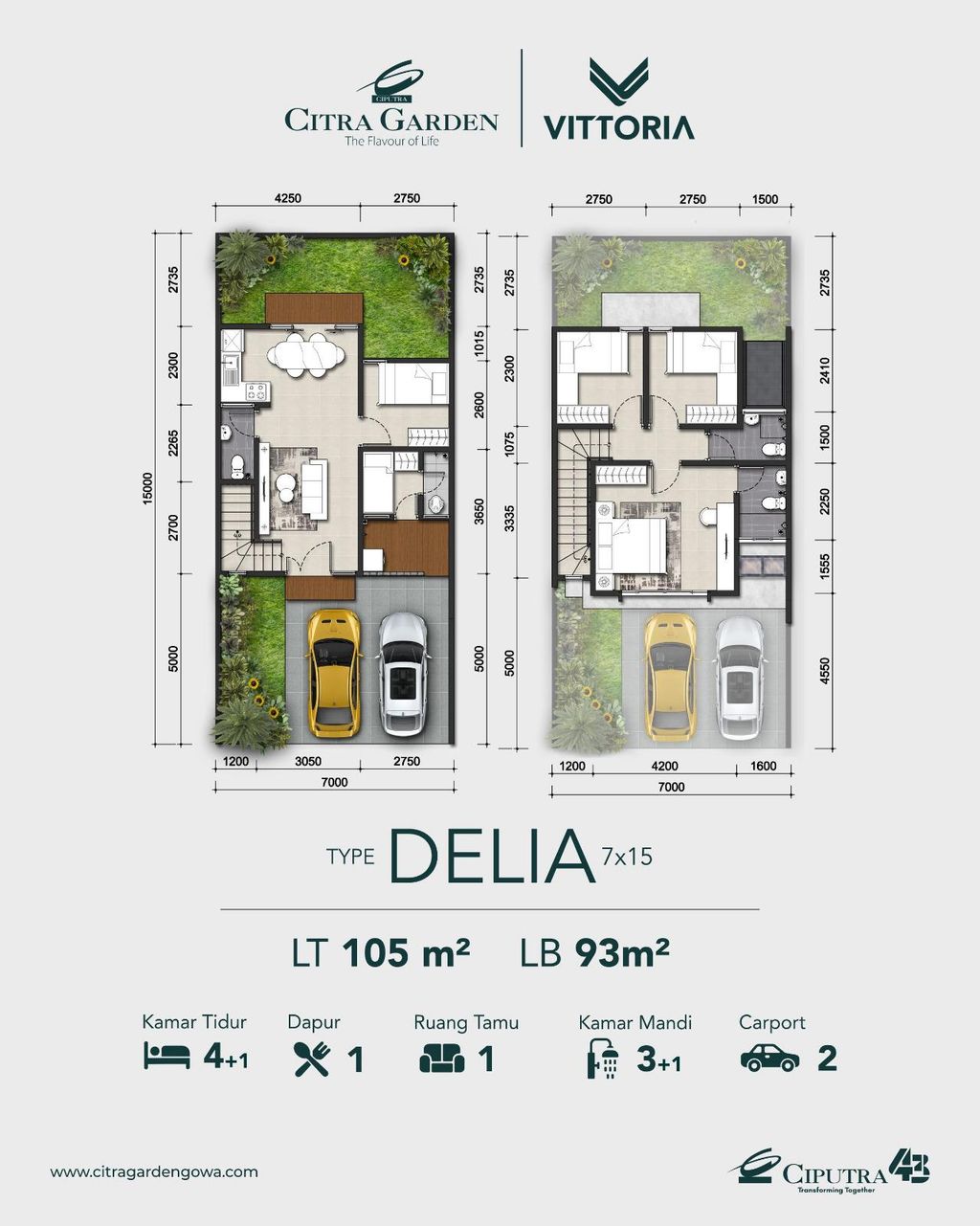 foto denah rumah tipe DELIA perumahan CITRA GARDEN VITTORIA