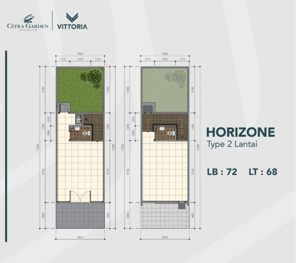 foto denah rumah tipe HORIZONE 2 LANTAI perumahan CITRA GARDEN VITTORIA