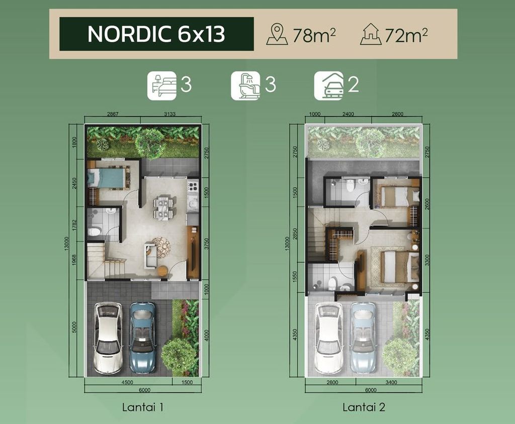 foto denah rumah tipe NORDIC 6X13 perumahan KEBAYORAN PIAZZA HARMONY 3