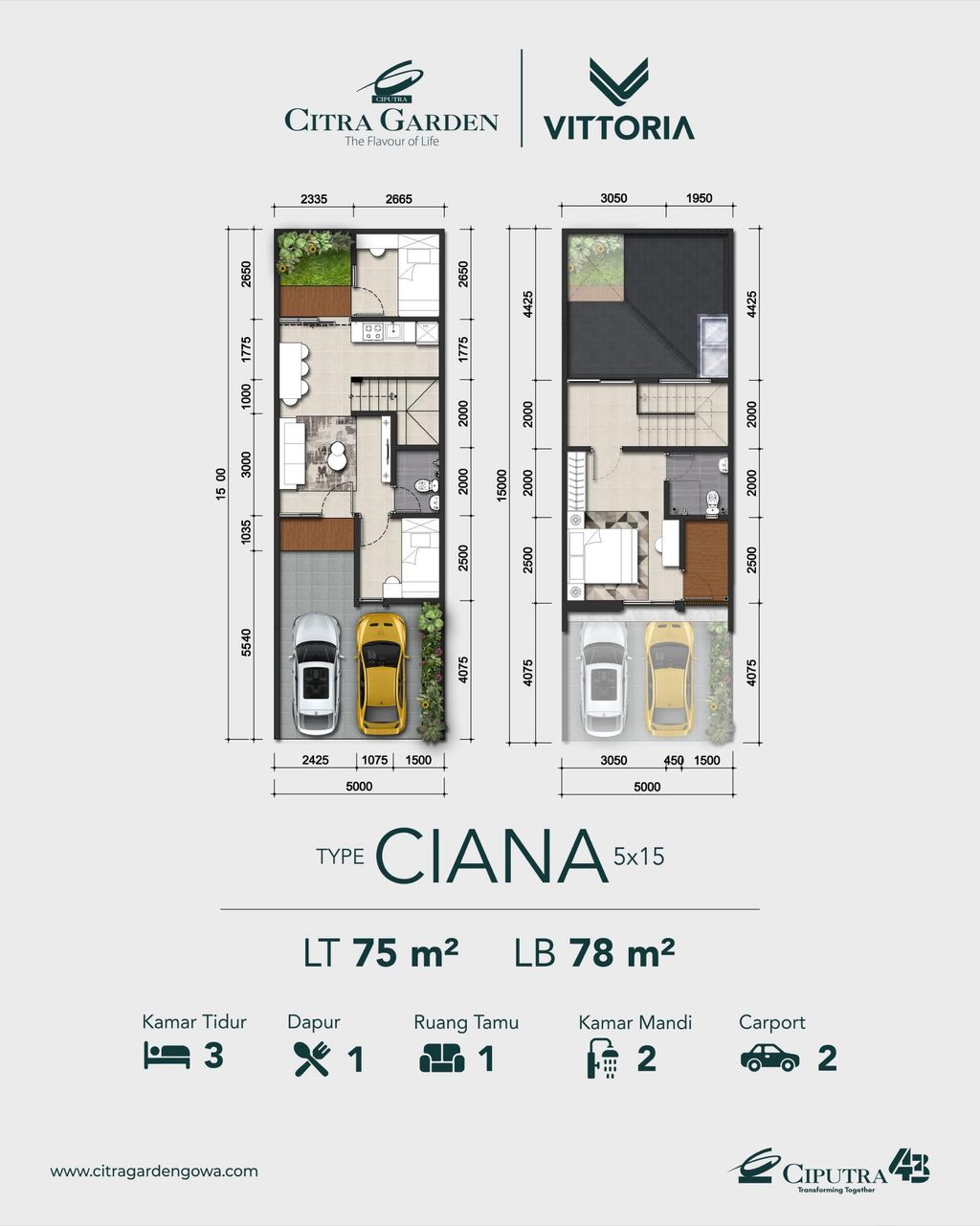 foto denah rumah tipe CIANA perumahan CITRA GARDEN VITTORIA