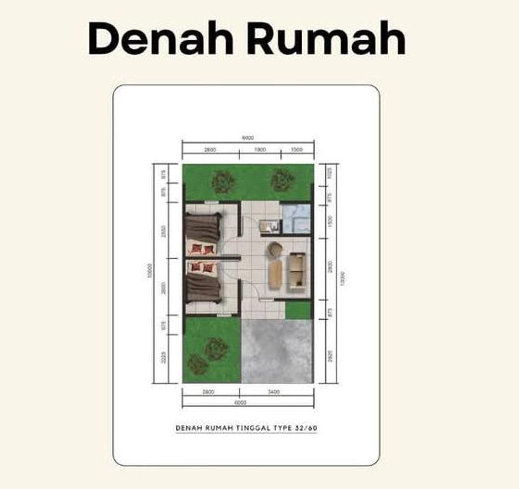 foto denah rumah tipe 30/60 perumahan GRAHA SABRINA 6 TAHAP 2