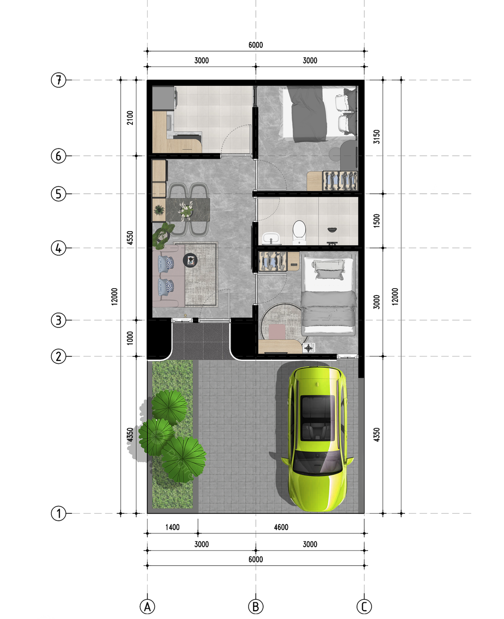 foto denah rumah tipe 47/72 perumahan NATURA RESIDENCE 2