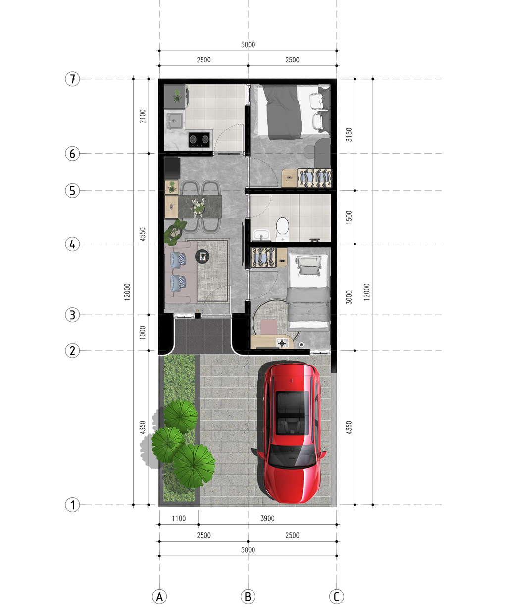 foto denah rumah tipe 40/60 perumahan NATURA RESIDENCE 2