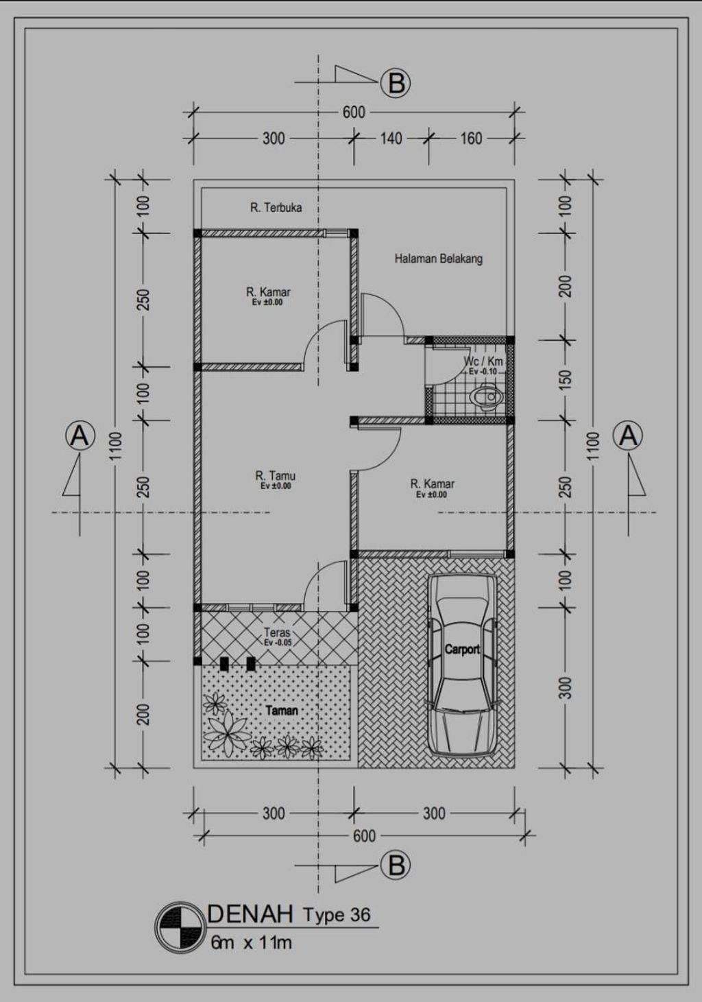 foto denah rumah tipe 36/77 166 perumahan Puncak Terang Residence