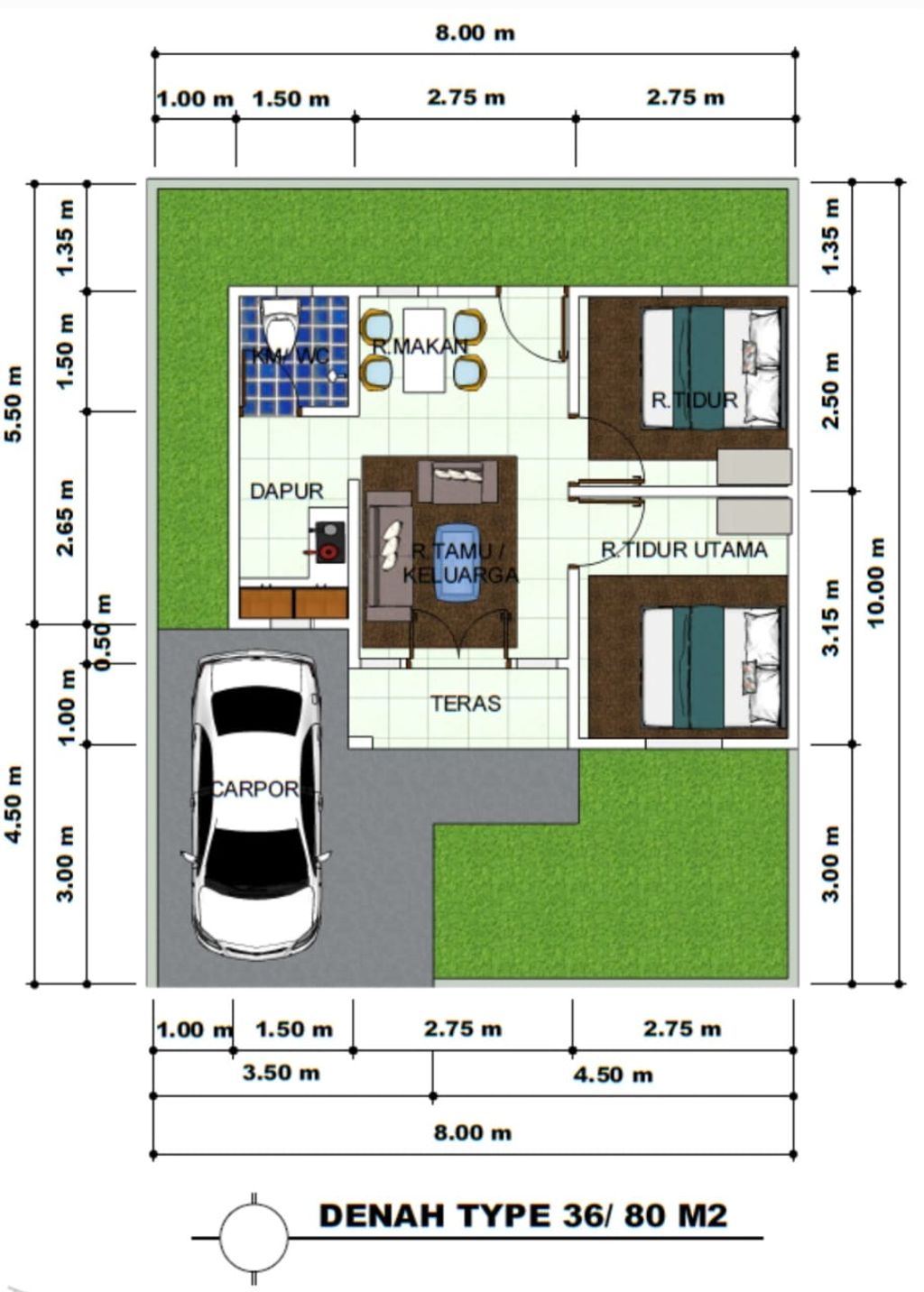 foto denah rumah tipe 36 perumahan Citra Purnama Residence