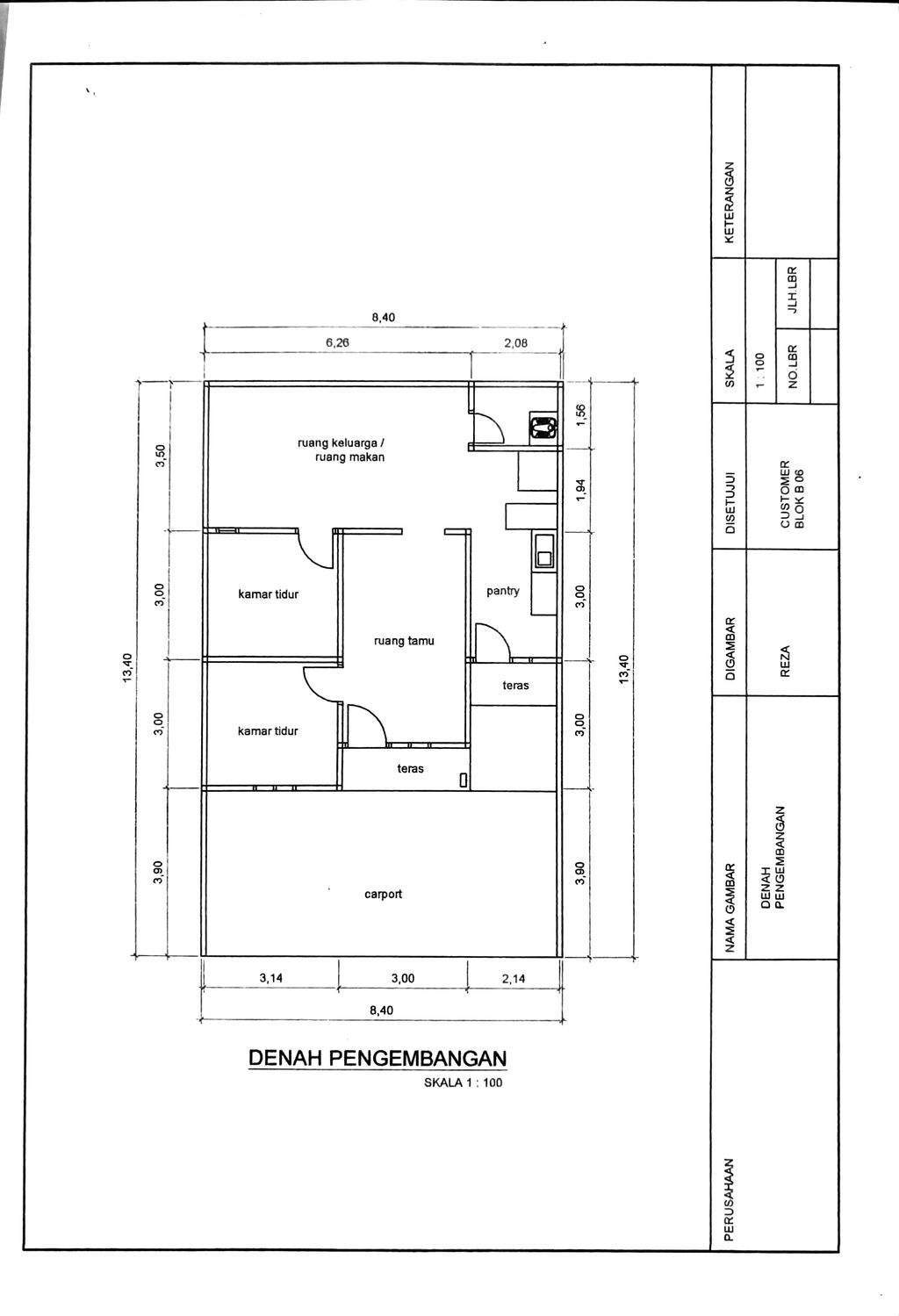 foto denah rumah tipe 36 RSH perumahan KARTIKA RESIDENCE ( PENGEMBANGAN )