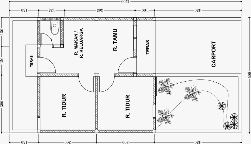 foto denah rumah tipe 36/72 perumahan BUMI FINDARIA MAS 3 TAHAP 2