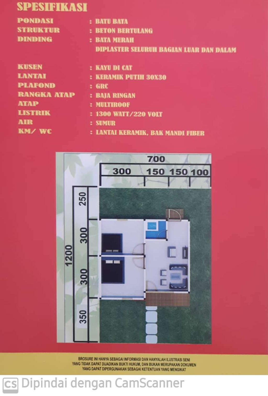 foto denah rumah tipe 36 perumahan VILLA NUSA INDAH 2
