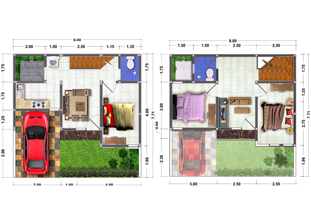 foto denah rumah tipe 65 perumahan BUKIT CEMARA TIDAR CLUSTER PINE HILL