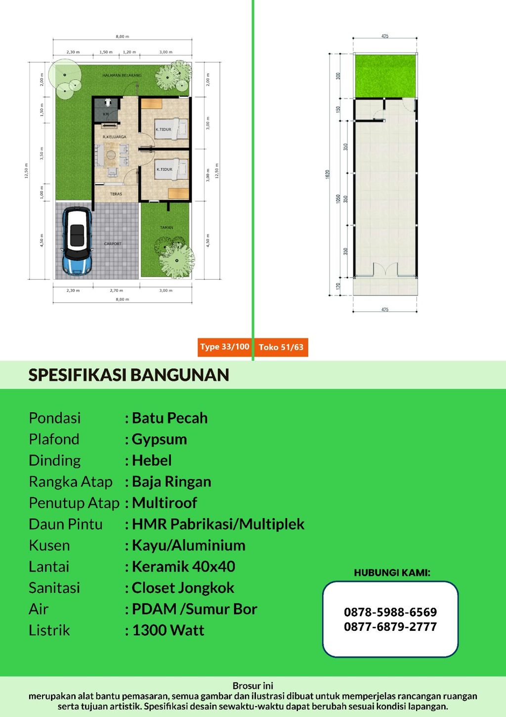 foto denah rumah tipe 33/100 perumahan GRAND HARMONI